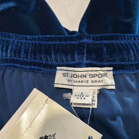St.John Sport  Size large By Marie Gray Neiman Marcus Sapphire Blue Velvet Pants - Picture 4 of 7